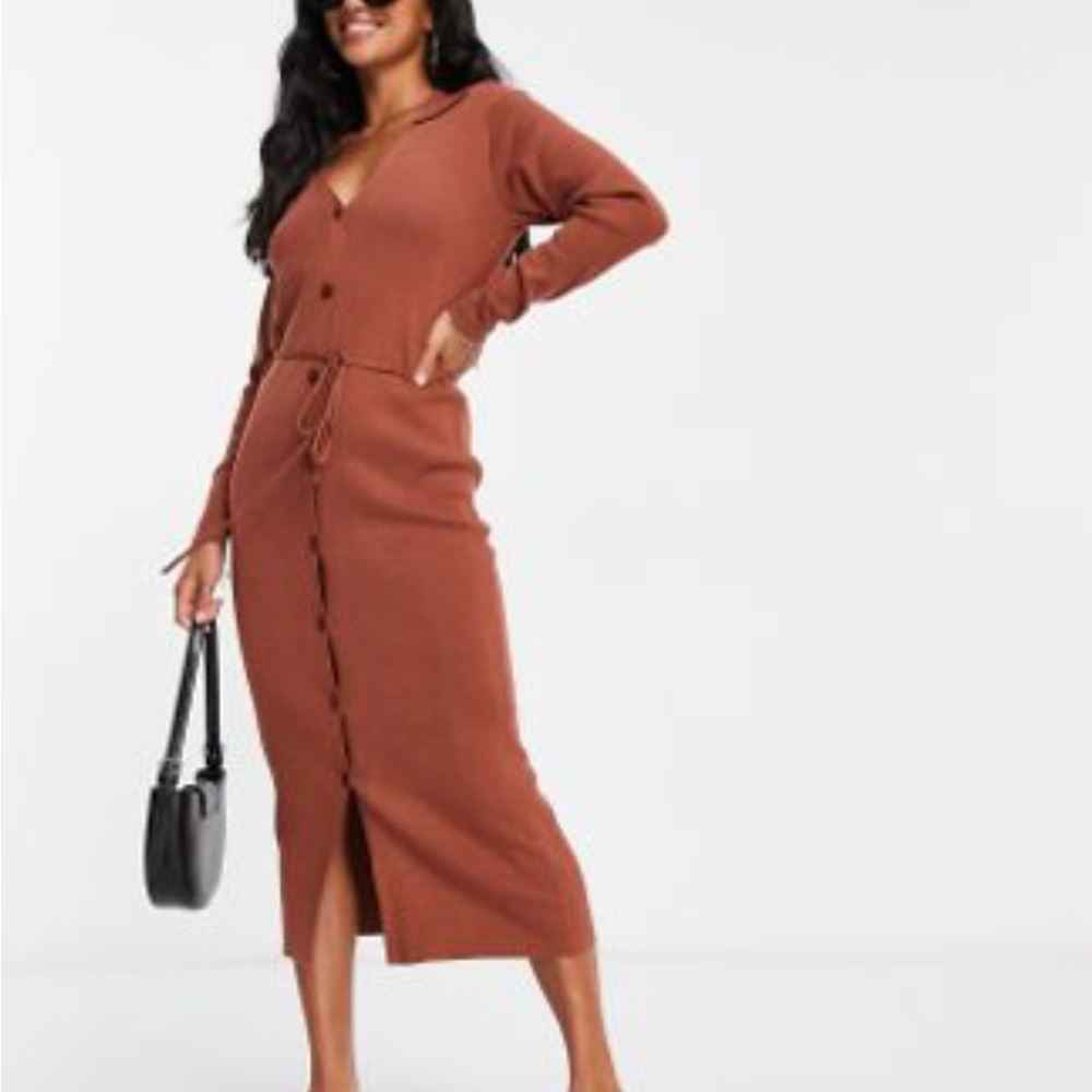SOLD Petite Terracotta Midi Dress